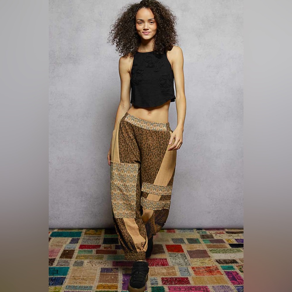 #10 P5-1 POL Leopard Print Patchwork Pants - Picture 4 of 5